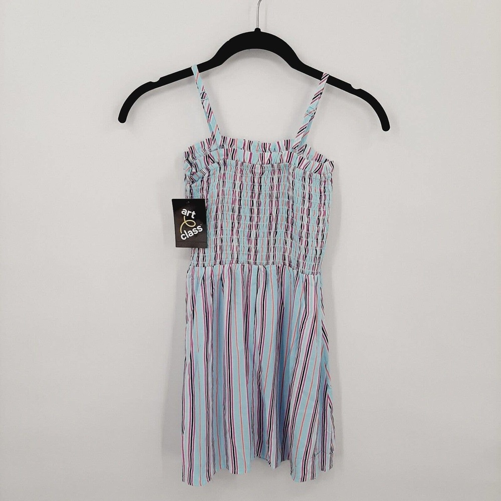 Nwt Art Class Girls Striped Smocked Spaghetti Strap Dress Size 6X